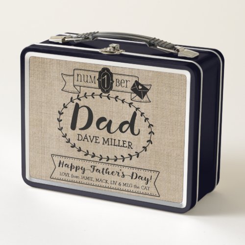 Make Your Own Fathers Day Number 1 Dad Monogram Metal Lunch Box