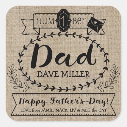 Make Your Own Fatherâs Day Number 1 Dad Monogram Square Sticker