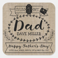 Make Your Own Father’s Day Number 1 Dad Monogram Square Sticker