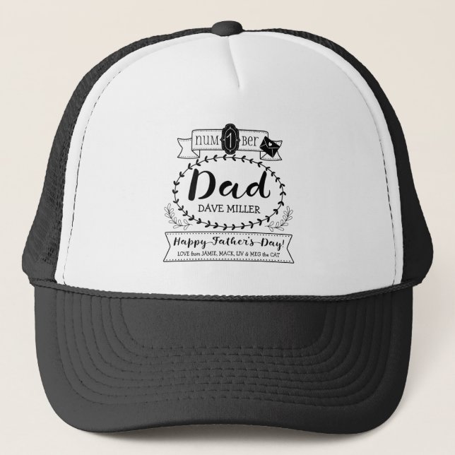 Make Your Own Father’s Day Number 1 Dad Monogram Trucker Hat (Front)