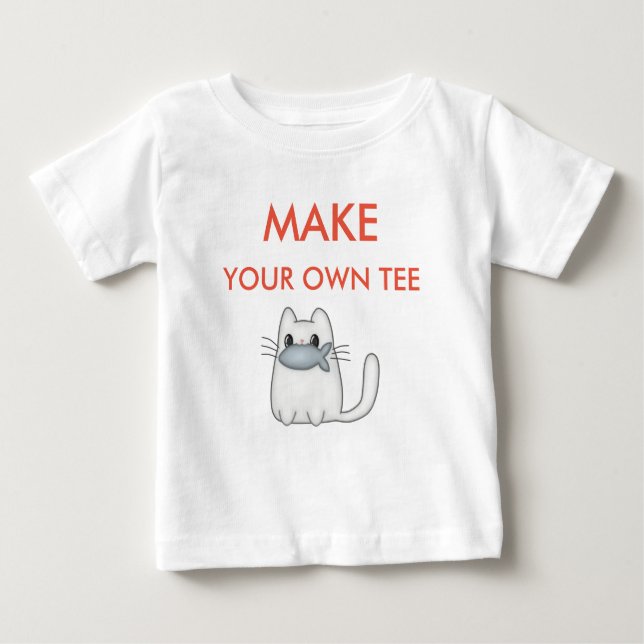 Make Your Own Funny Cute Cat Personalized Name  Baby T-Shirt (Front)
