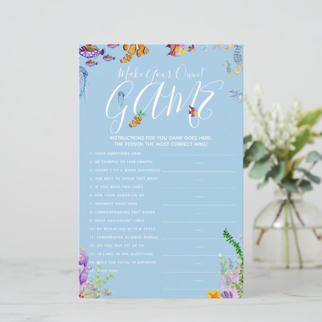 Make Your Own Game Under the Sea Baby Shower (Standing Front)