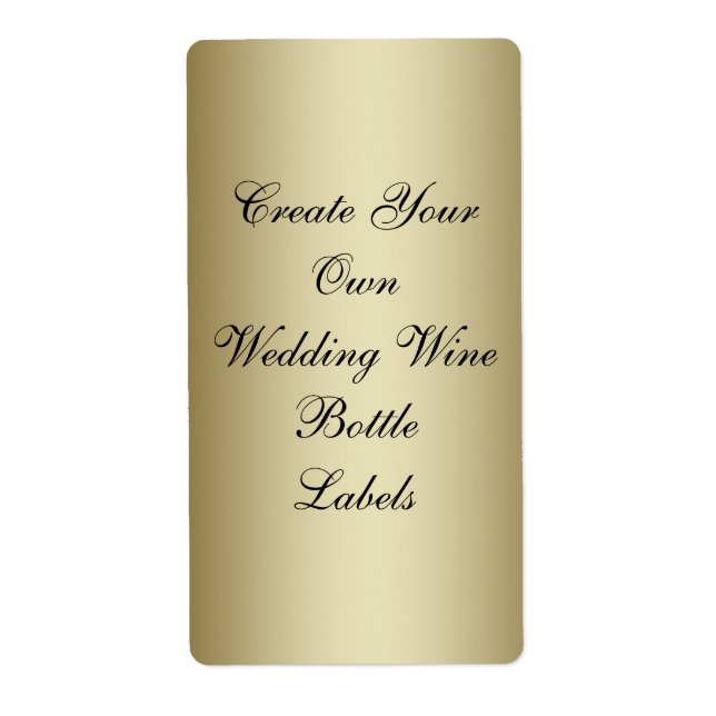 Make Your Own Gold Black Wedding Wine Bottle Label (Front)