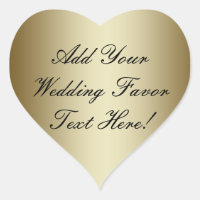 Make your own Gold Wedding Favor Heart Sticker