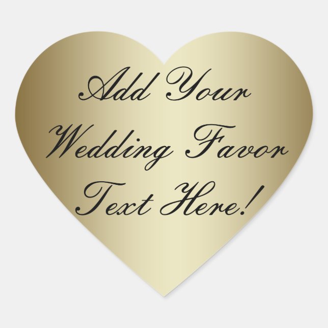 Make your own Gold Wedding Favor Heart Sticker (Front)