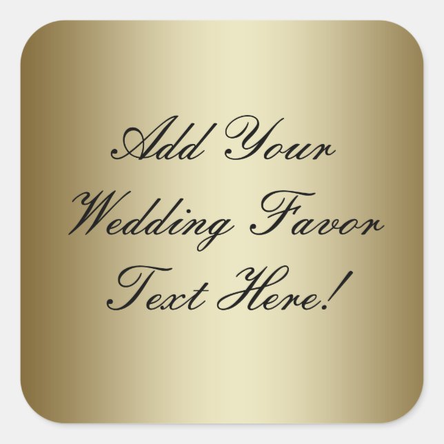 Make your own Gold Wedding Favor Square Sticker (Front)