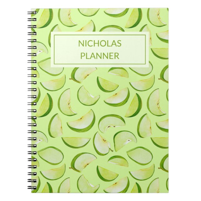 Make your own Green Apple Slice Pattern Custom Notebook (Front)