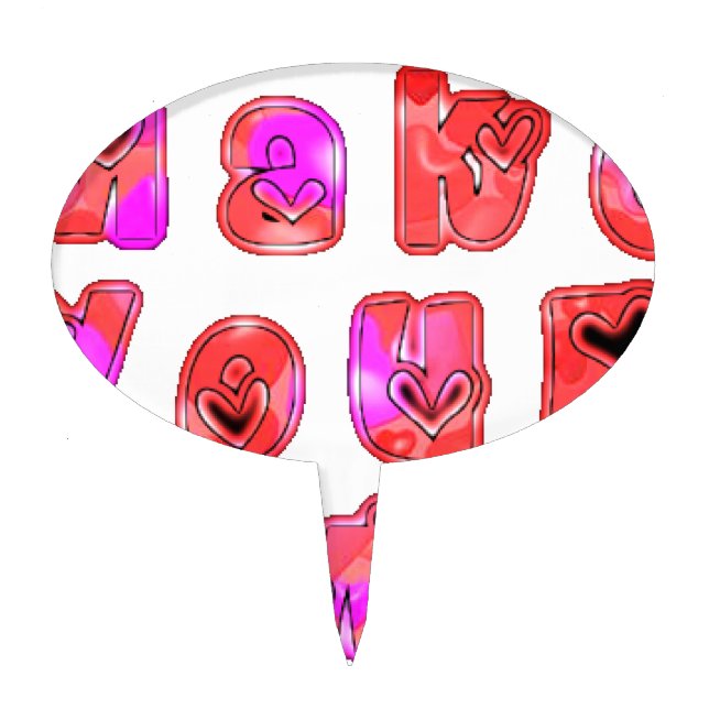 Make Your Own Hearts Art Print Design Cake Topper (Front)