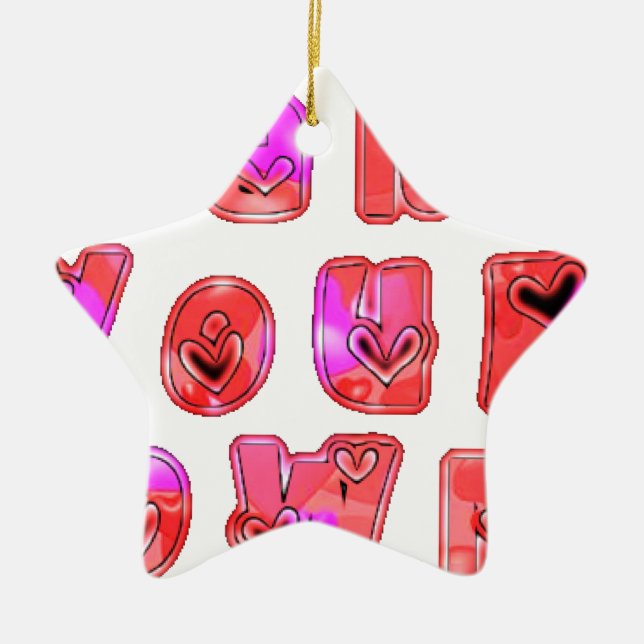 Make Your Own Hearts Art Print Design Ceramic Ornament (Front)