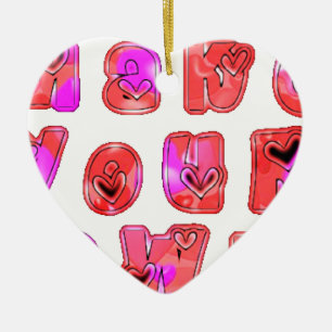 Make Your Own Hearts Art Print Design Ceramic Ornament