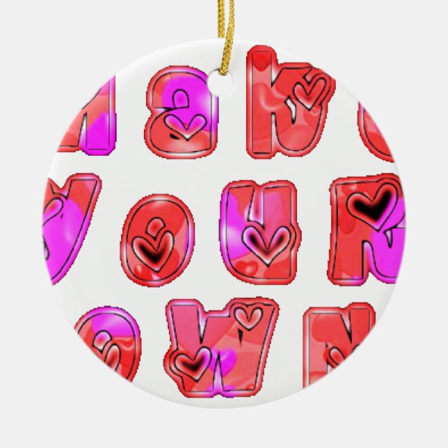Make Your Own Hearts Art Print Design Ceramic Ornament (Front)