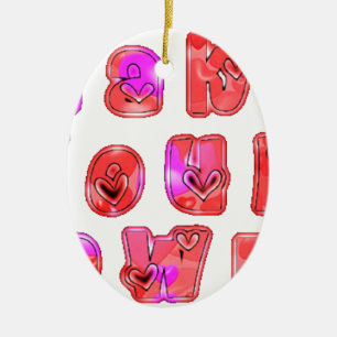 Make Your Own Hearts Art Print Design Ceramic Ornament