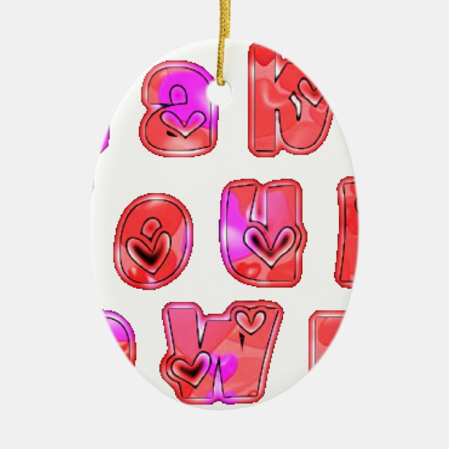 Make Your Own Hearts Art Print Design Ceramic Ornament (Front)