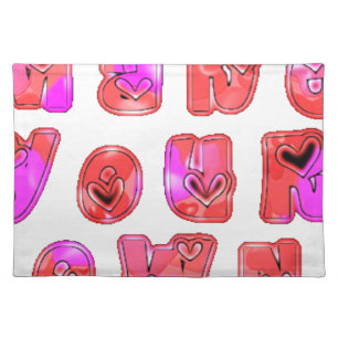 Make Your Own Hearts Art Print Design Cloth Placemat