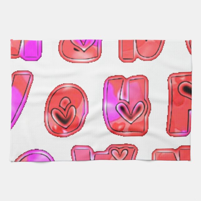 Make Your Own Hearts Art Print Design Kitchen Towel (Horizontal)