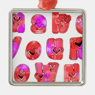 Make Your Own Hearts Art Print Design Metal Ornament