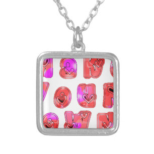 Make Your Own Hearts Art Print Design Silver Plated Necklace