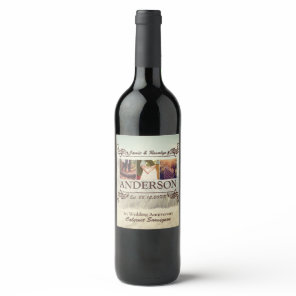 Make Your Own Hip Retro Instagram Couple Collage Wine Label