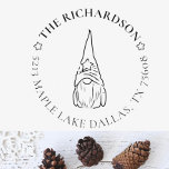 Make Your Own Holidays Christmas Return Address Self-inking Stamp<br><div class="desc">This beautiful holiday family return address is ideal for anyone looking for custom mailing accessories at Christmas. The design features a round shape with a lovely image of a Christmas gnome. On the top is your family name and on the bottom your address. Make it yours by pressing the "personalize"...</div>
