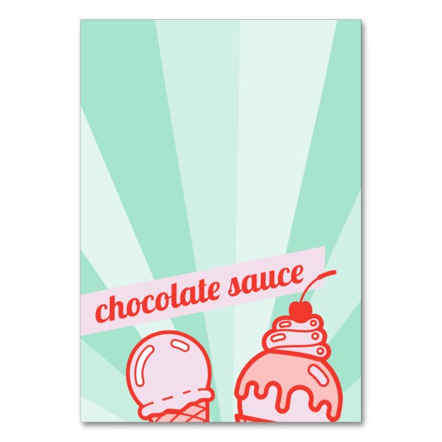 Make your own Ice Cream Bar Topping Table Tent  Number (Front)