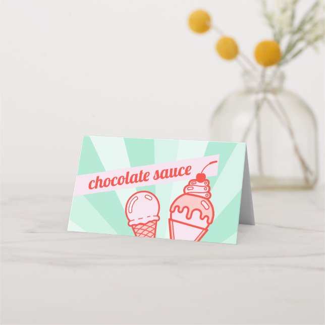 Make your own Ice Cream Bar Topping Table Tent  Place Card (Back)