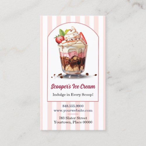 Make Your Own Ice Cream Sundae Birthday Party Business Card