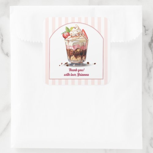 Make Your Own Ice Cream Sundae Birthday Party Square Sticker
