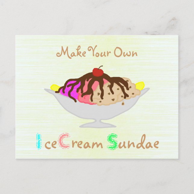 Make Your Own Ice Cream Sundae Party Invitation (Front)