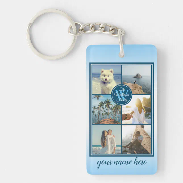 Make Your Own Instagram Grid Summer Photo Collage Keychain | Zazzle