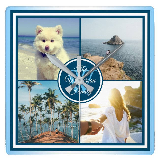 Make Your Own Instagram Grid Summer Photo Collage Square Wall Clock