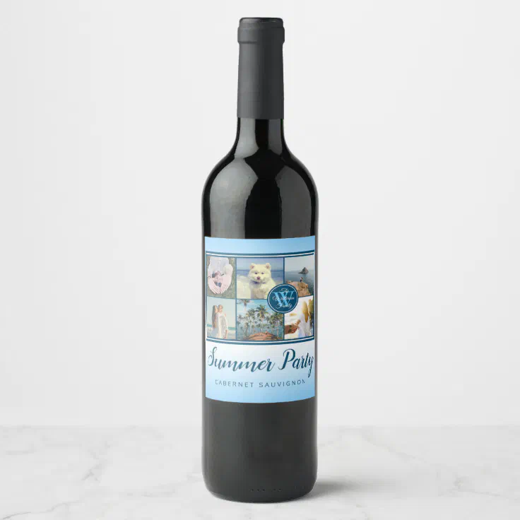 Make Your Own Instagram Grid Summer Photo Collage Wine Label
