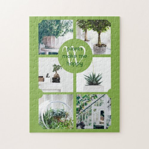 Make Your Own Instagram Trendy Green Photo Grid Jigsaw Puzzle