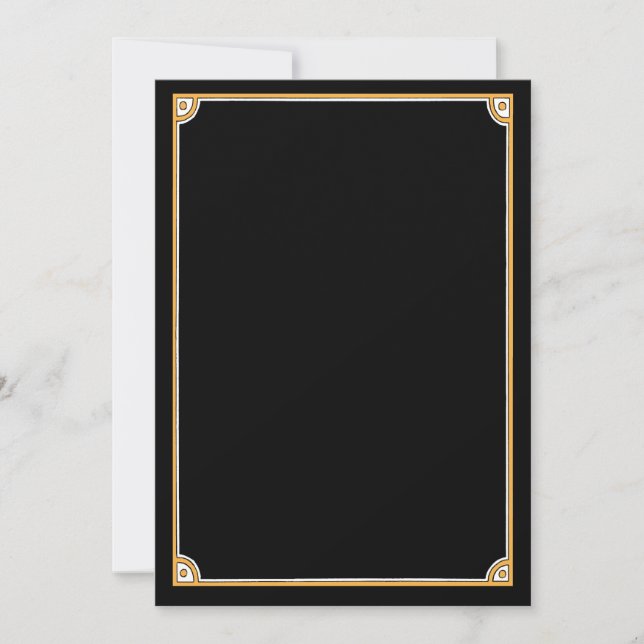 Make Your Own Invitations - Black & Gold Border (Front)