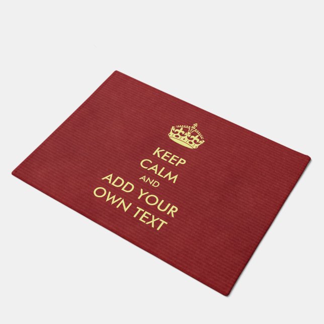 Make Your Own Keep Calm Product Red Ivory Doormat (Angled)