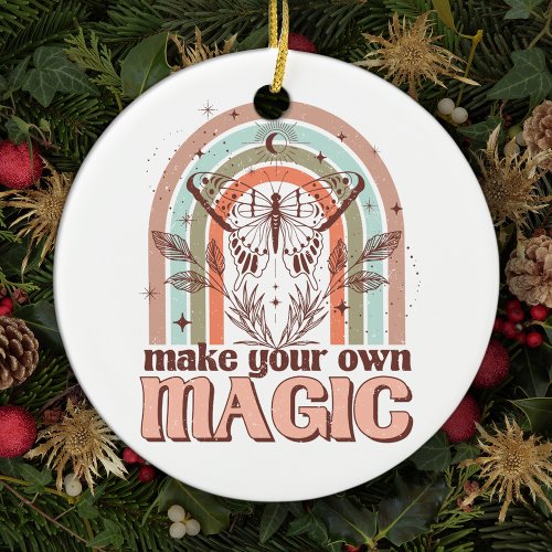 Make Your Own Magic Boho Rainbow Christmas Ceramic Ornament