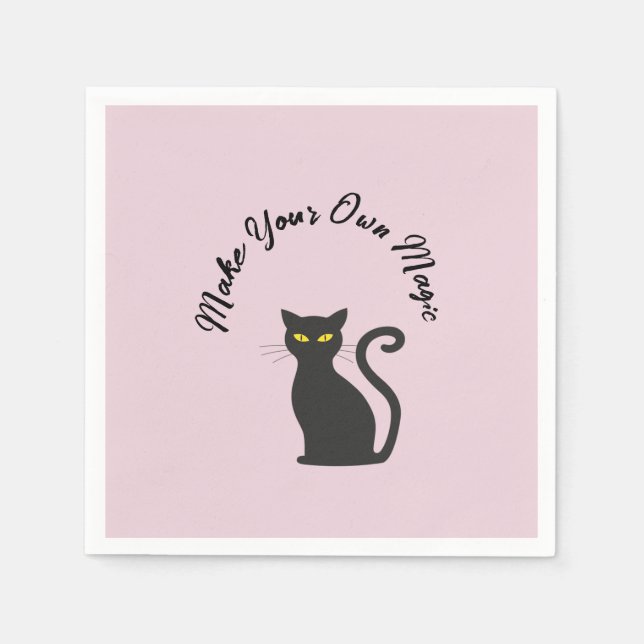 Make Your Own Magic Cute Black Cat   Napkins (Front)