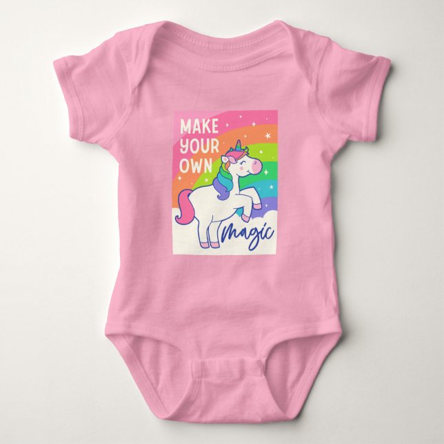 Make Your Own Magic | Cute Unicorn Baby Bodysuit (Front)