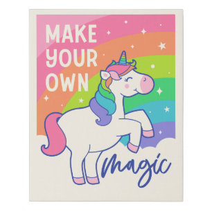 Make Your Own Magic Cute Unicorn Faux Canvas Print