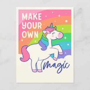 Make Your Own Magic   Cute Unicorn Postcard