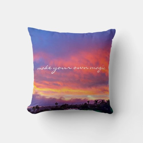 Make Your Own Magic Orange Yellow Sunset Photo Throw Pillow