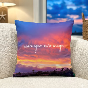 Make Your Own Magic Orange Yellow Sunset Photo Throw Pillow