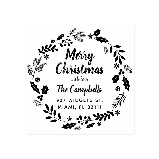 Make Your Own Merry Christmas Modern Rubber Stamp (Imprint)