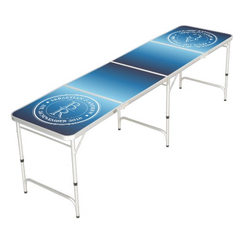 Make Your Own Monogram Logo Blue Ombre Gradation Beer Pong Table