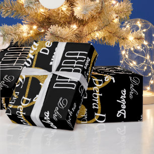 make your own name pattern . glitter musical wrapping paper