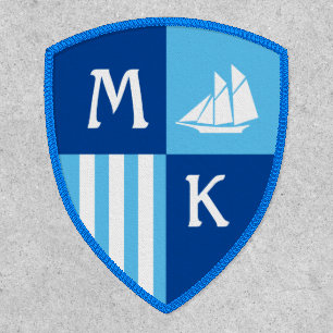 Make Your Own Nautical Boat Blue White Monogram Patch