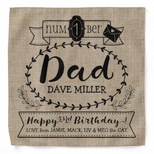 Make Your Own Number 1 Dad Birthday Cute Monogram Bandana