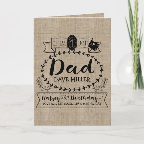 Make Your Own Number 1 Dad Birthday Cute Monogram Card