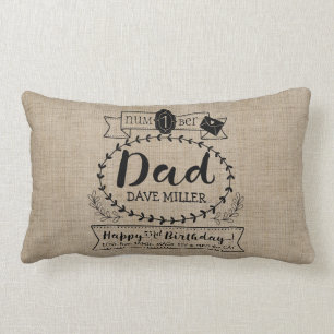 Make Your Own Number 1 Dad Birthday Cute Monogram Lumbar Pillow