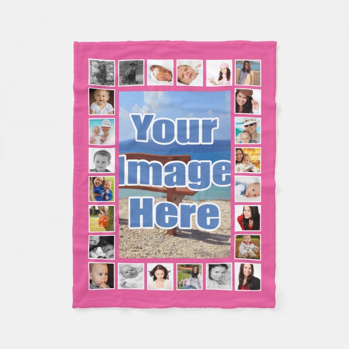 Make Your Own Personalized 25 Photo DIY Custom Fleece Blanket Zazzle