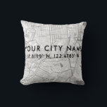 Make Your Own Personalized City Map Template Throw Pillow<br><div class="desc">Easy to use pillow template. Use this template to design your own personalized black and white throw pillow with your hometown or city map, name and coordinates. You can upload your own map (template image is 3000 x 3000), enter your city and/or state and personalize with your coordinates using the...</div>